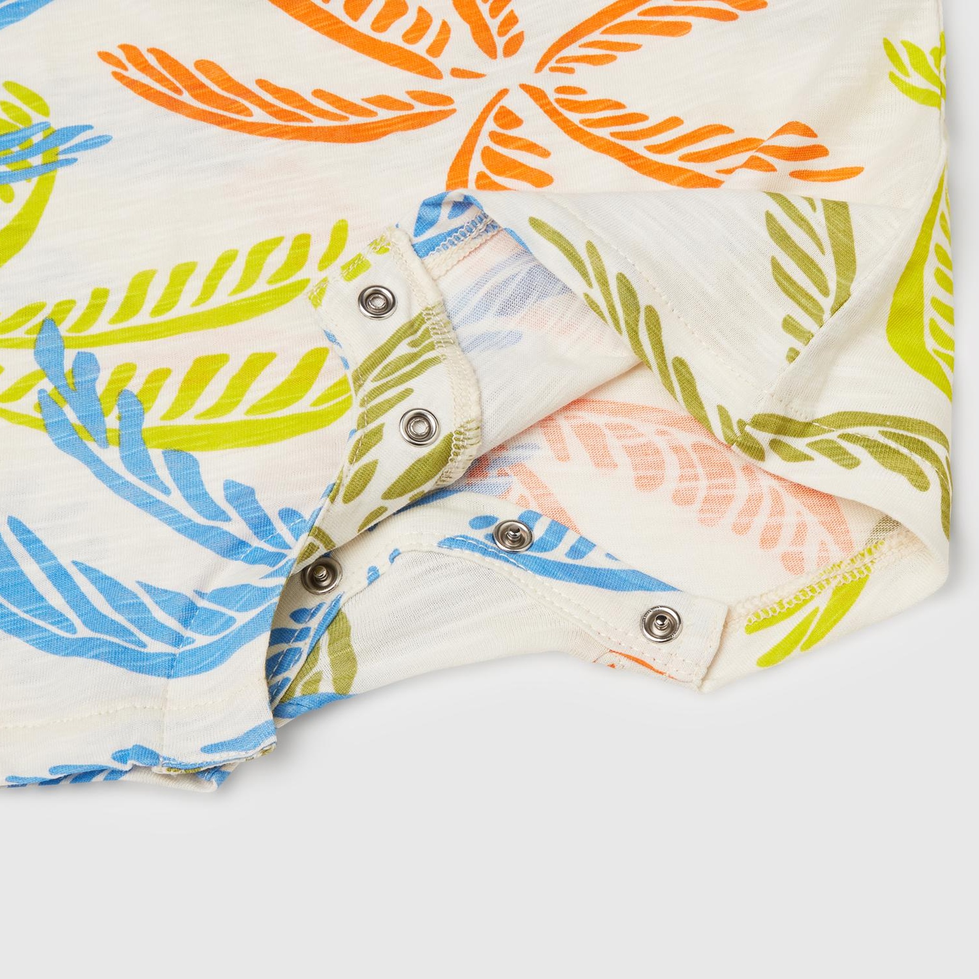 Bebek Renkli Mix Tamamı Desenli Önü Düğme Detaylı Gizli Çıtçıtlı Tulum