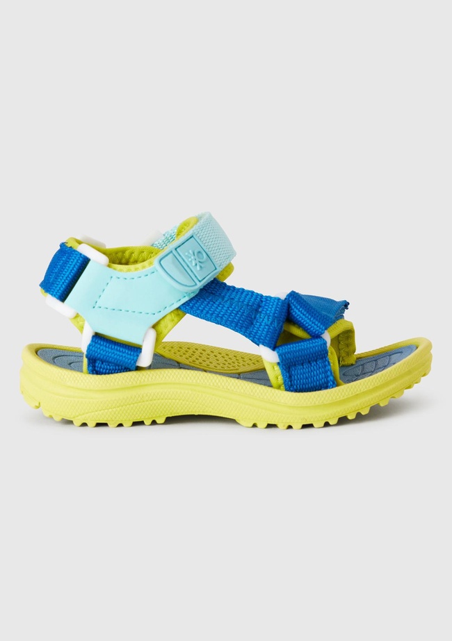  Erkek Çocuk Turkuaz Çift Bantlı Cırt Cırtlı Sandalet