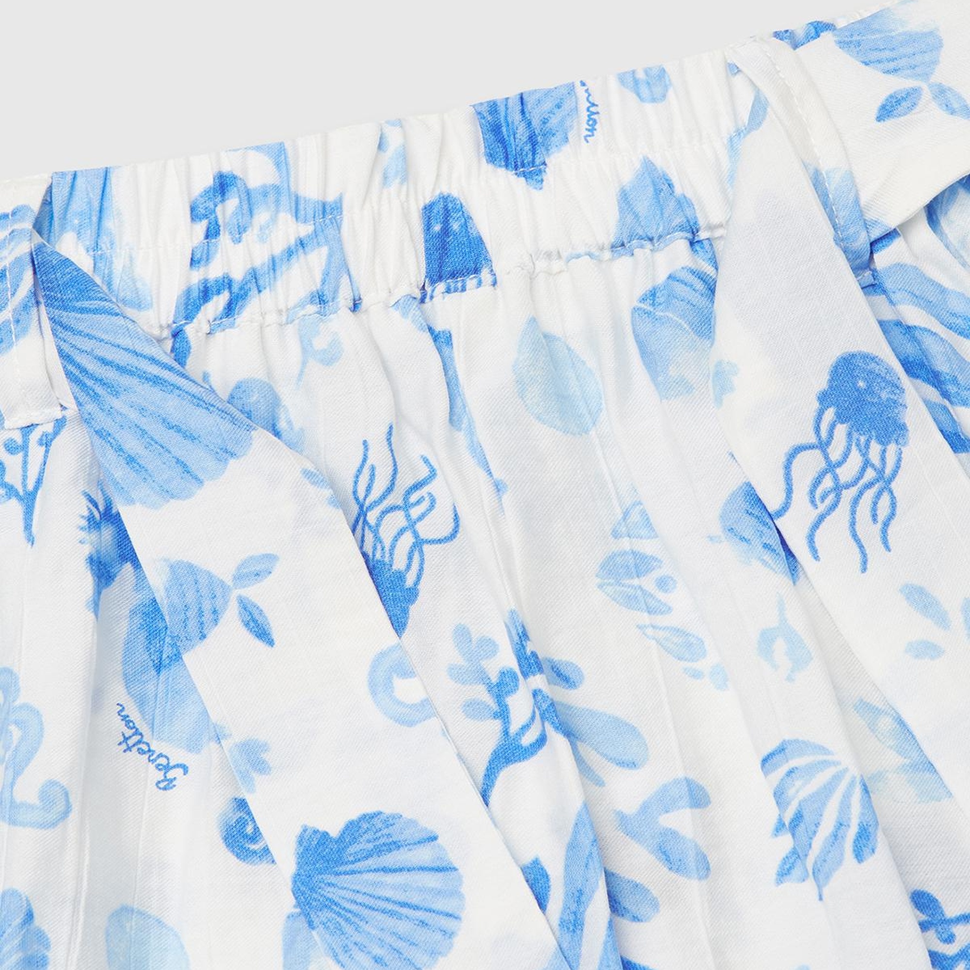 Kız Çocuk Mavi Viskoz Karışımlı Beli Kuşaklı Palazzo Pantolon