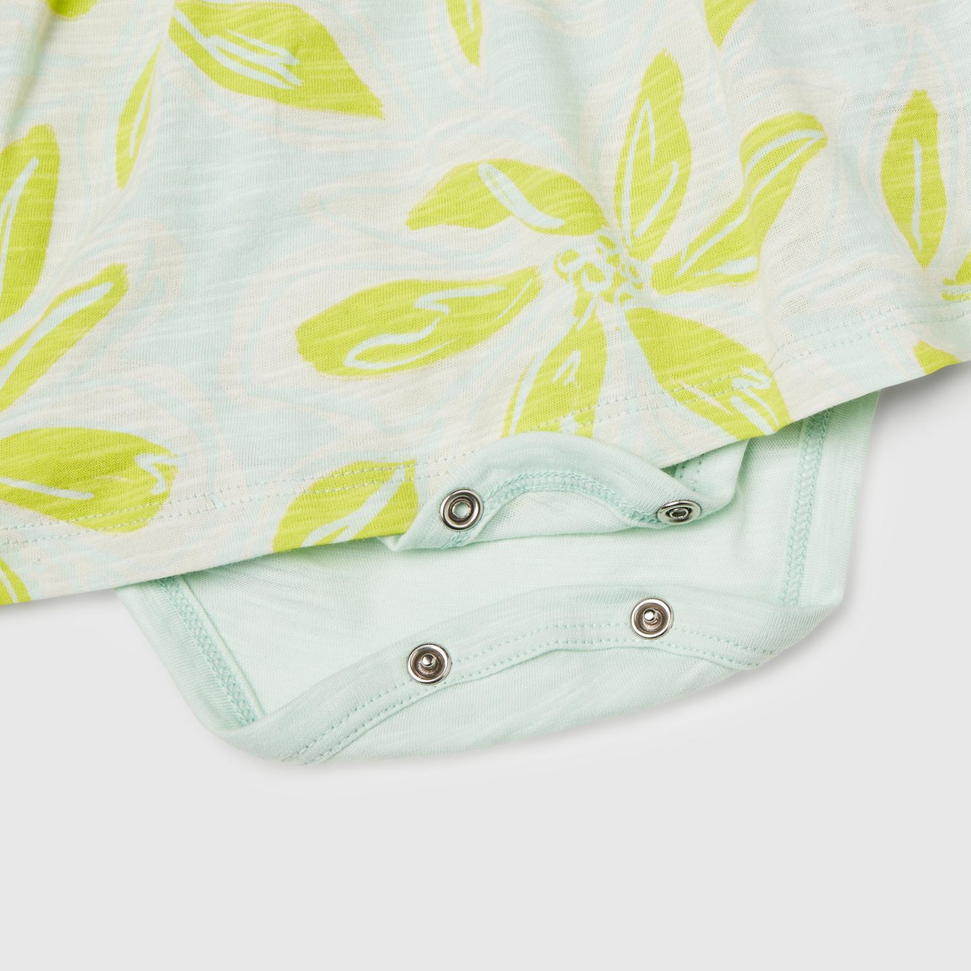 Bebek Su Yeşili Tamamı Desenli Kimono Kol İçi Bodysuitli Elbise