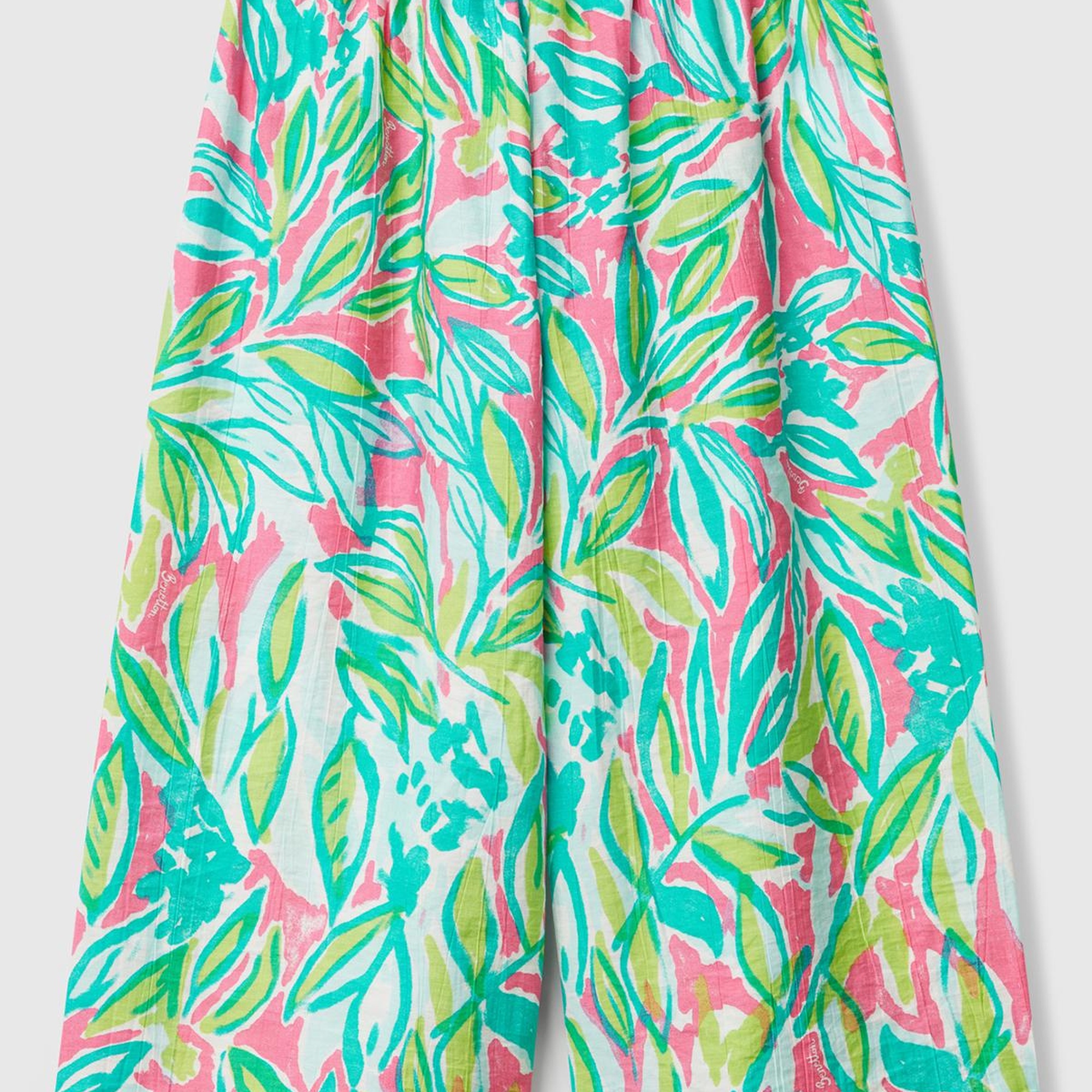 Kız Çocuk Yeşil Viskoz Karışımlı Beli Kuşaklı Palazzo Pantolon