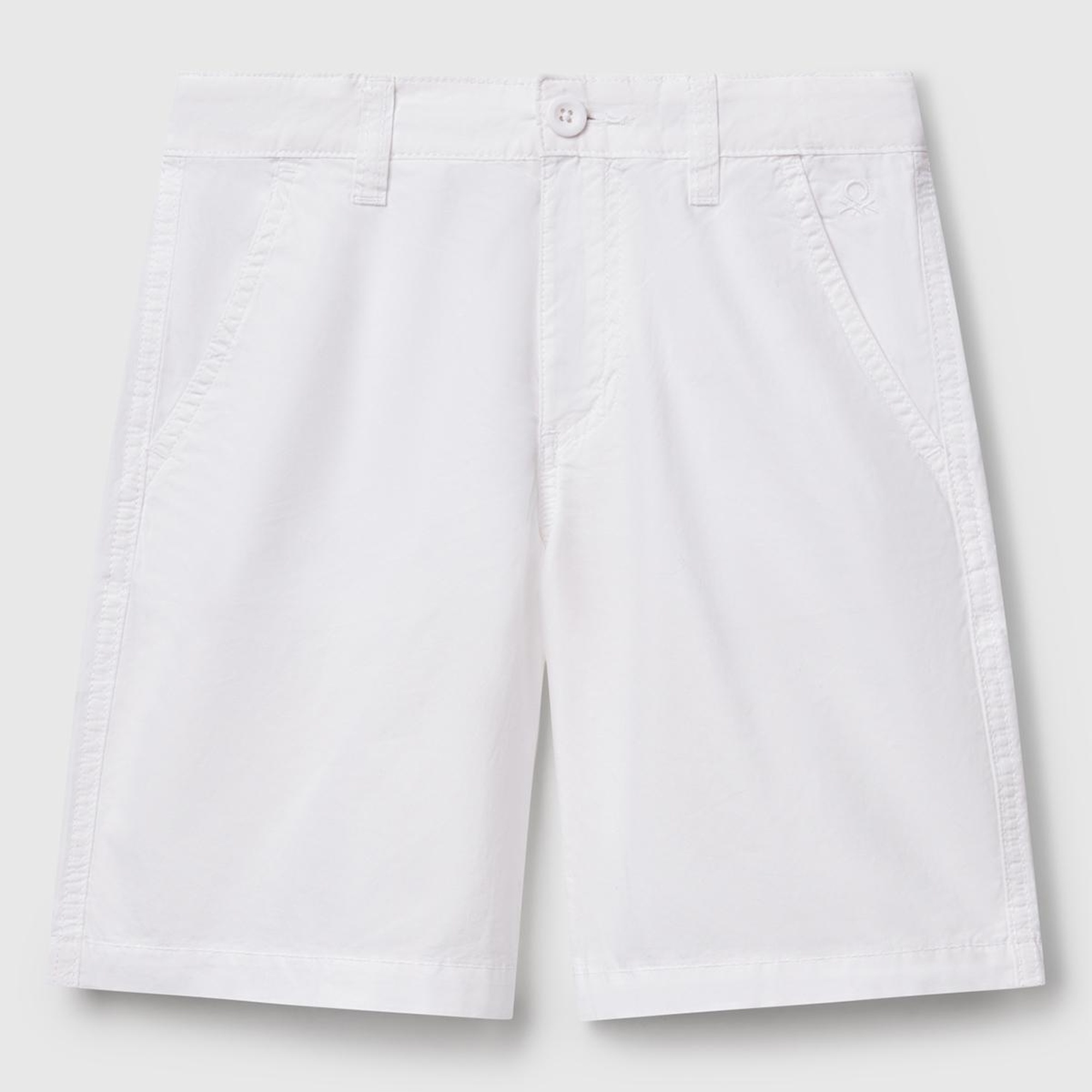 Erkek Çocuk Beyaz Cepli Regular Fit Denim Bermuda Şort