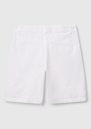  Erkek Çocuk Beyaz Cepli Regular Fit Denim Bermuda Şort
