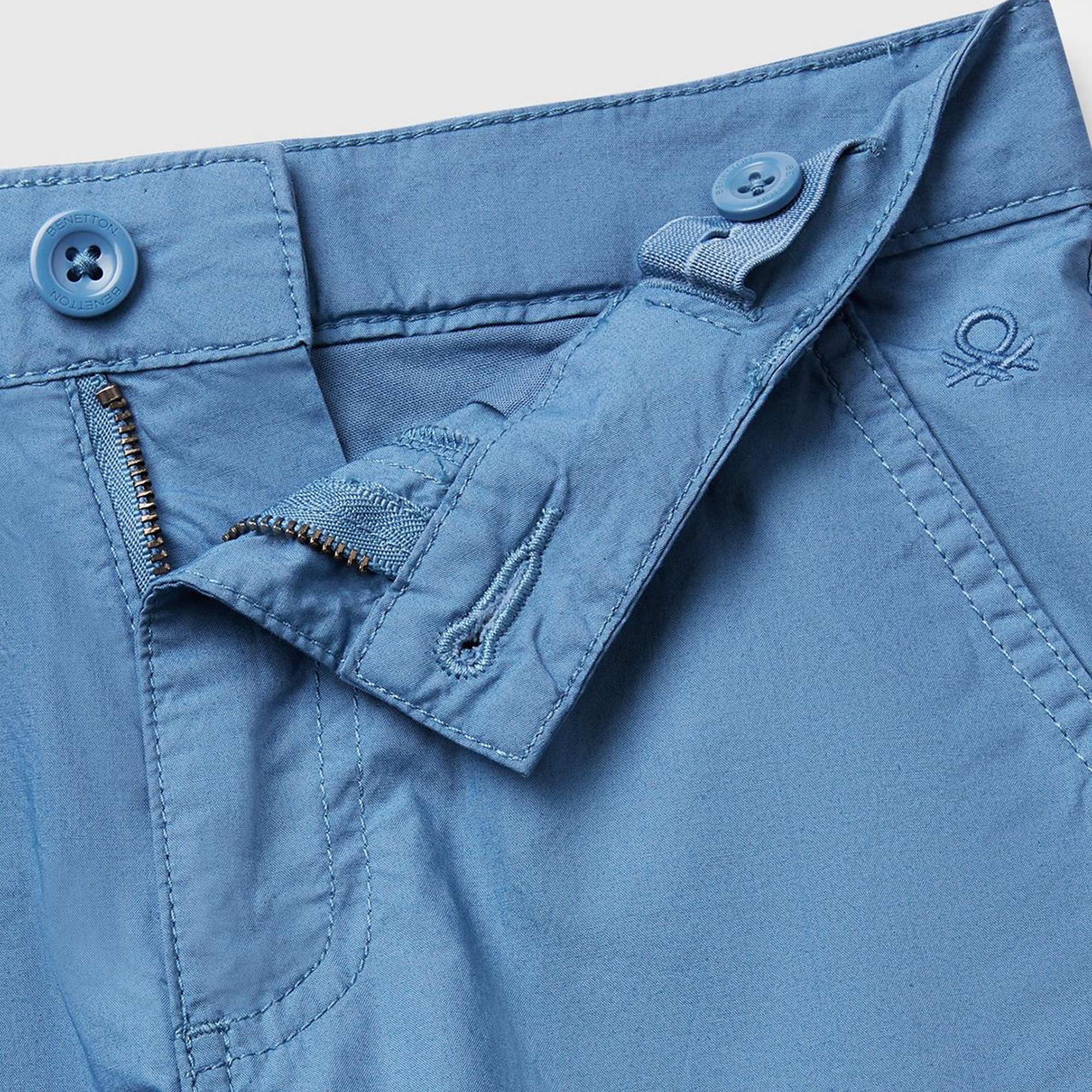 Erkek Çocuk Havacı Mavi Cepli Regular Fit Denim Bermuda Şort