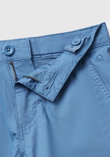  Erkek Çocuk Havacı Mavi Cepli Regular Fit Denim Bermuda Şort