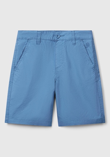  Erkek Çocuk Havacı Mavi Cepli Regular Fit Denim Bermuda Şort