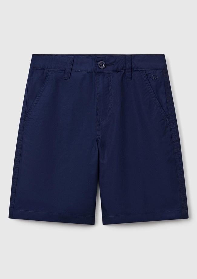  Erkek Çocuk Lacivert Cepli Regular Fit Denim Bermuda Şort