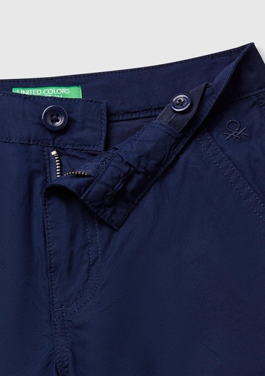  Erkek Çocuk Lacivert Cepli Regular Fit Denim Bermuda Şort