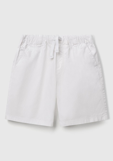  Erkek Çocuk Beyaz Beli Büzgü İpli Bermuda Şort