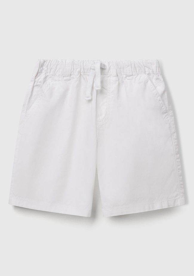  Erkek Çocuk Beyaz Beli Büzgü İpli Bermuda Şort