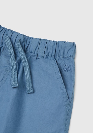  Erkek Çocuk Havacı Mavi Beli Büzgü İpli Bermuda Şort