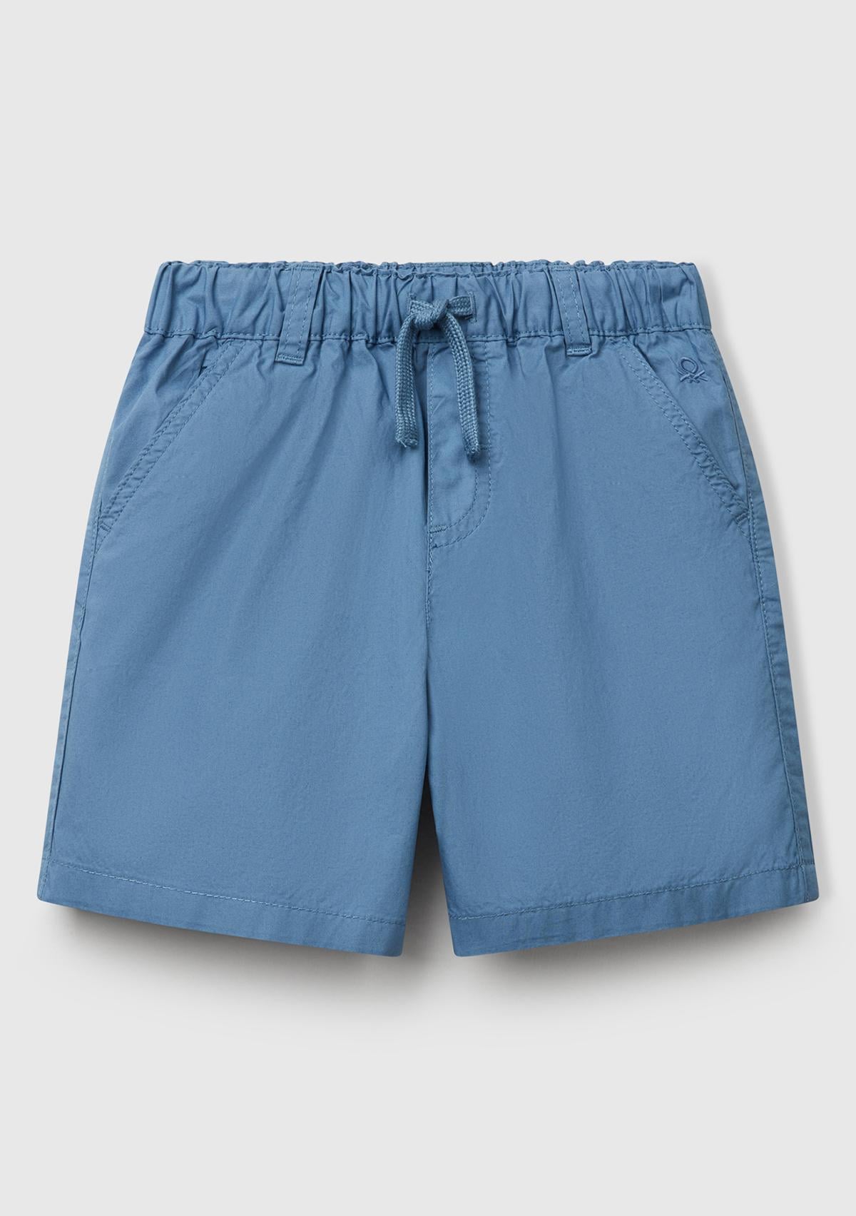  Erkek Çocuk Havacı Mavi Beli Büzgü İpli Bermuda Şort