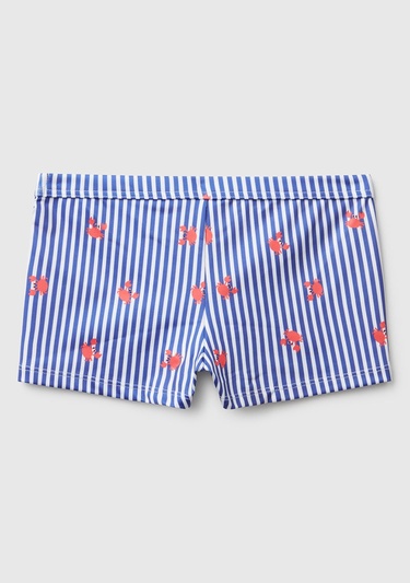  Erkek Çocuk Mavi Desenli Beli Lastikli Deniz Şortu