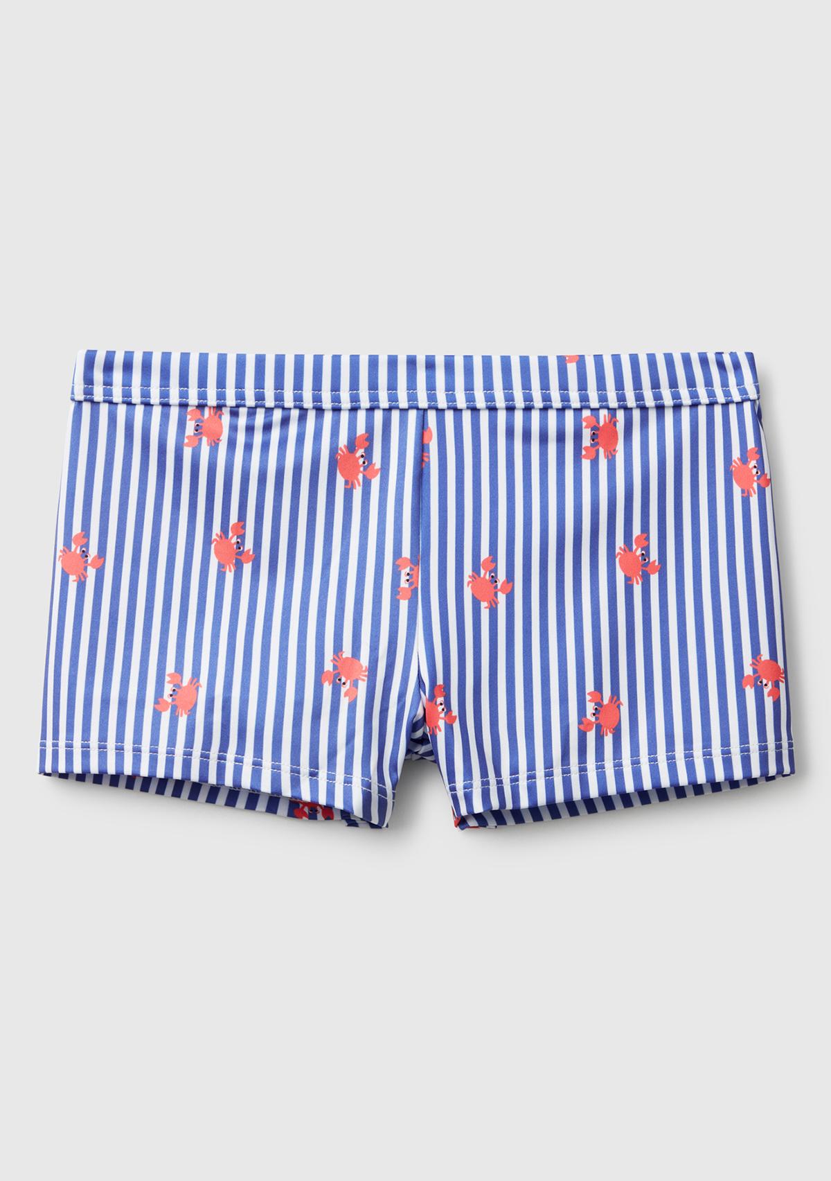  Erkek Çocuk Mavi Desenli Beli Lastikli Deniz Şortu