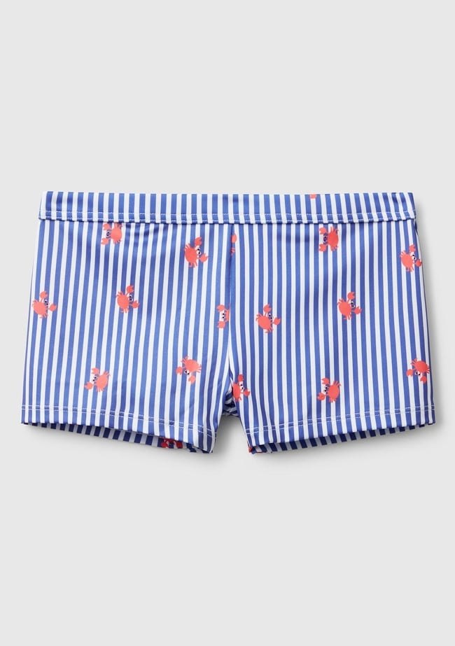  Erkek Çocuk Mavi Desenli Beli Lastikli Deniz Şortu
