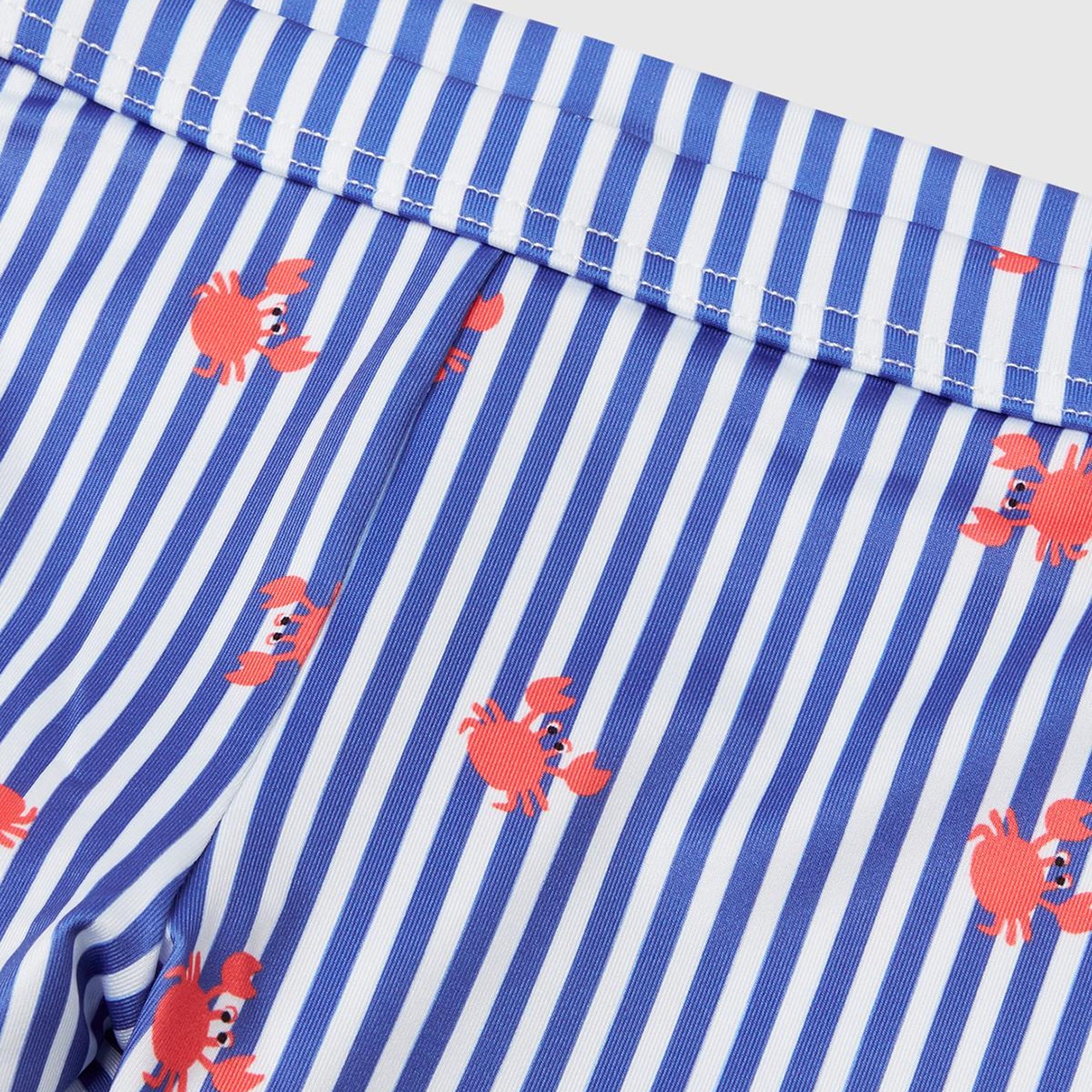 Erkek Çocuk Mavi Desenli Beli Lastikli Deniz Şortu