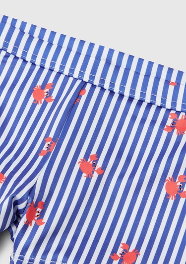  Erkek Çocuk Mavi Desenli Beli Lastikli Deniz Şortu