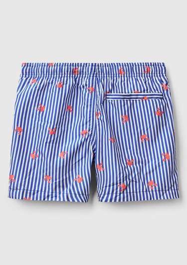  Erkek Çocuk Mavi Mix Tamamı Desenli Arkası Cep Detaylı Büzgü İpli Deniz Şortu