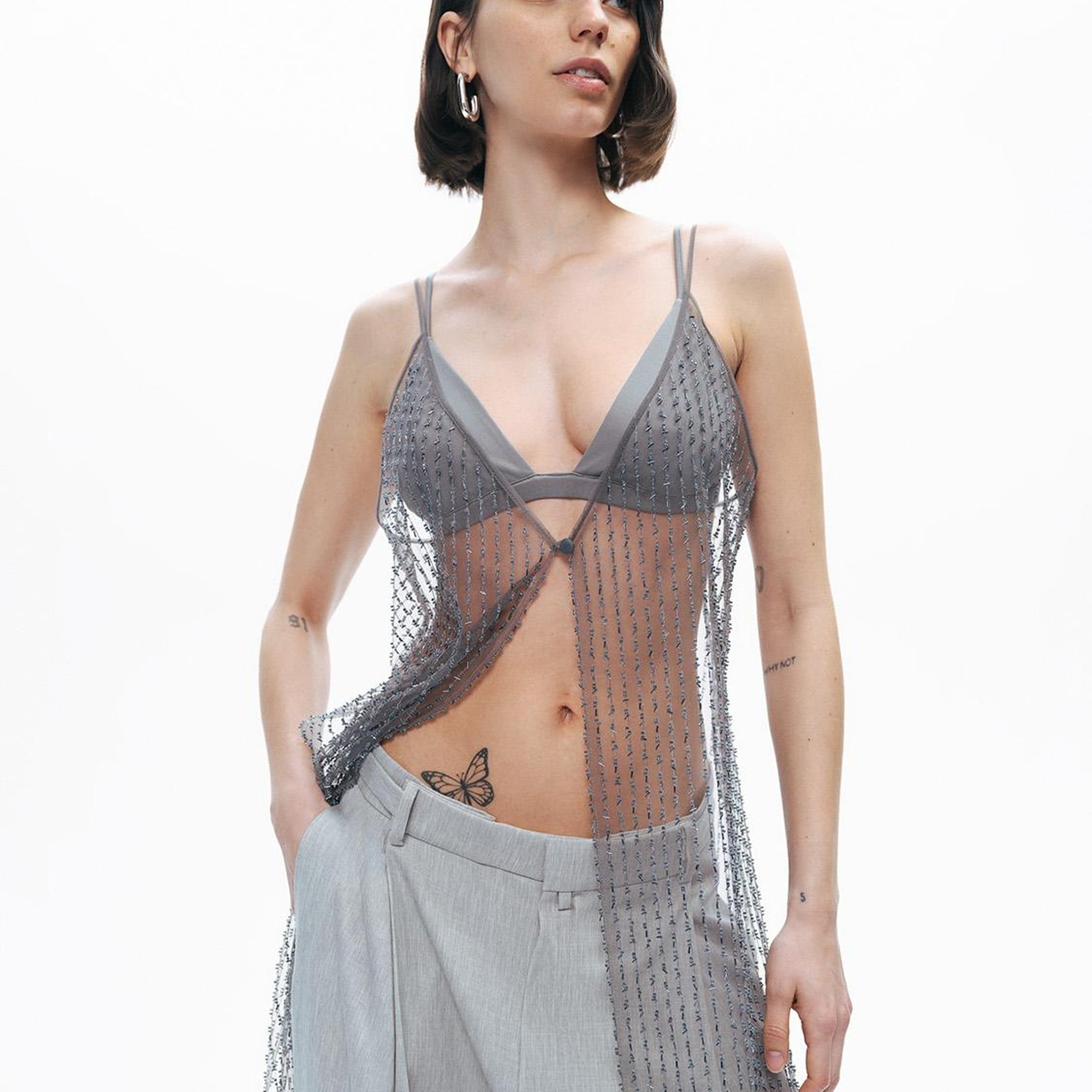 Boncuk İşlemeli Maxi Yelek