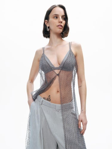  Boncuk İşlemeli Maxi Yelek