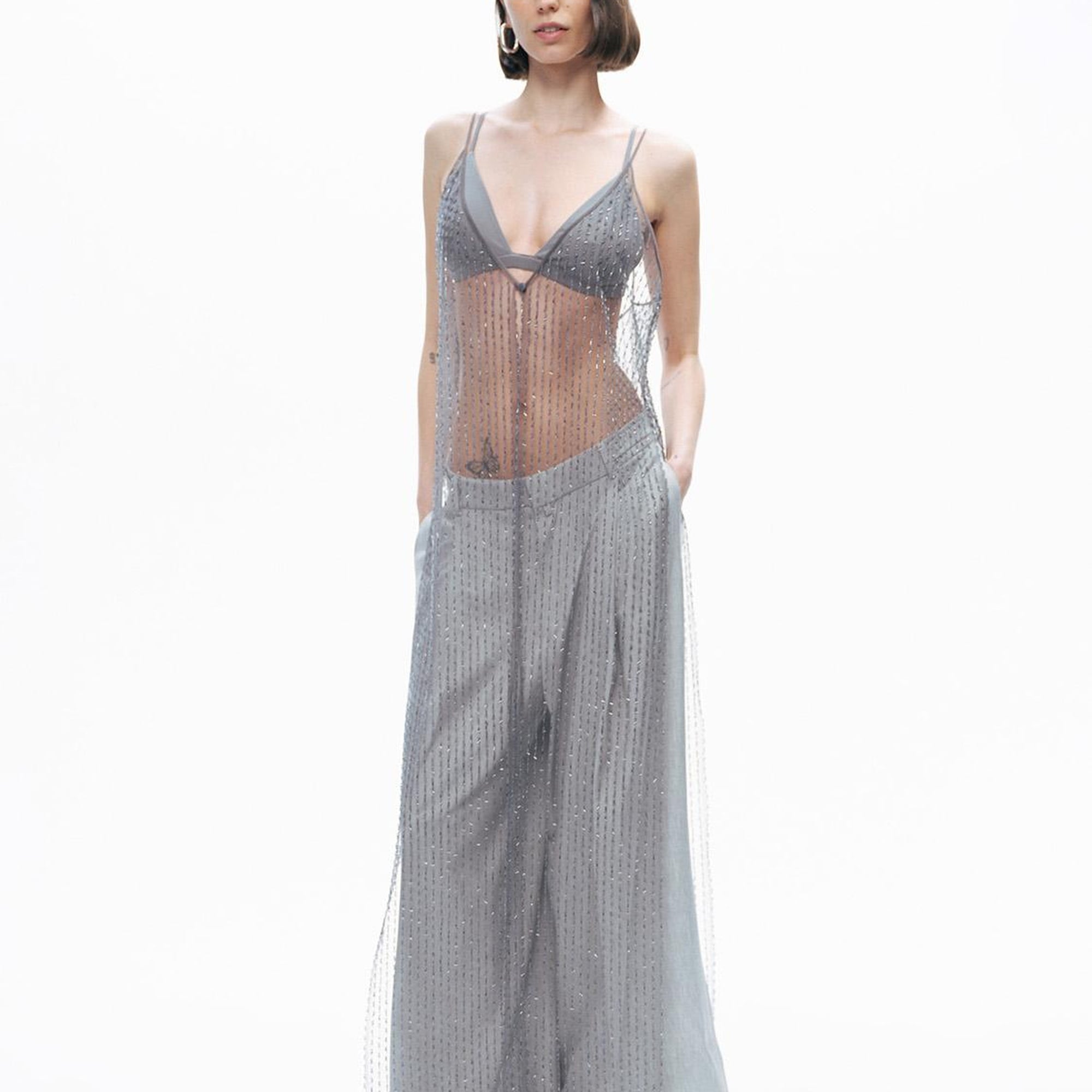 Boncuk İşlemeli Maxi Yelek