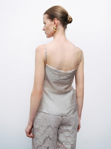  Yırtmaçlı Askılı Bluz