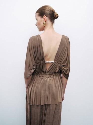  Boncuk Aksesuarlı Bluz