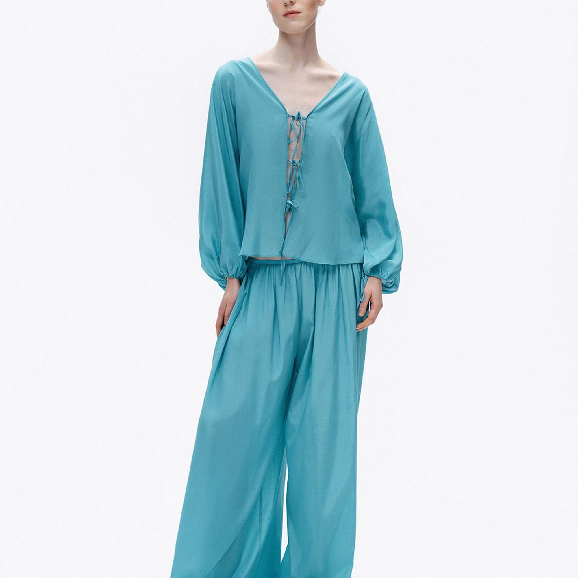 Dökümlü Geniş Paça Pantolon