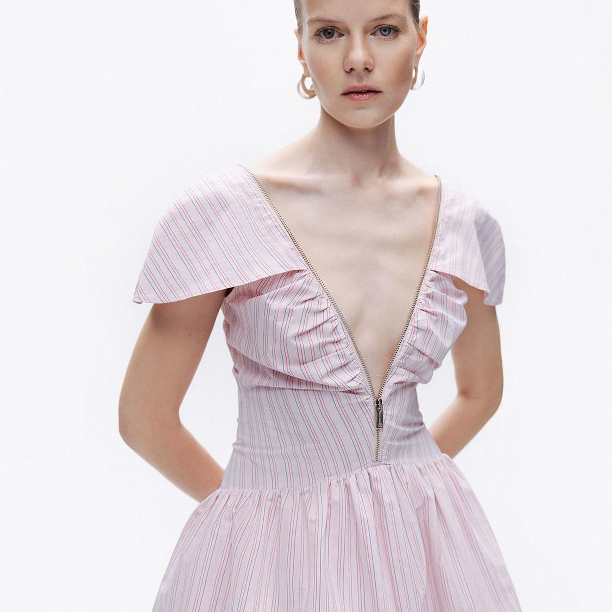 Fermuar Detaylı Mini Elbise