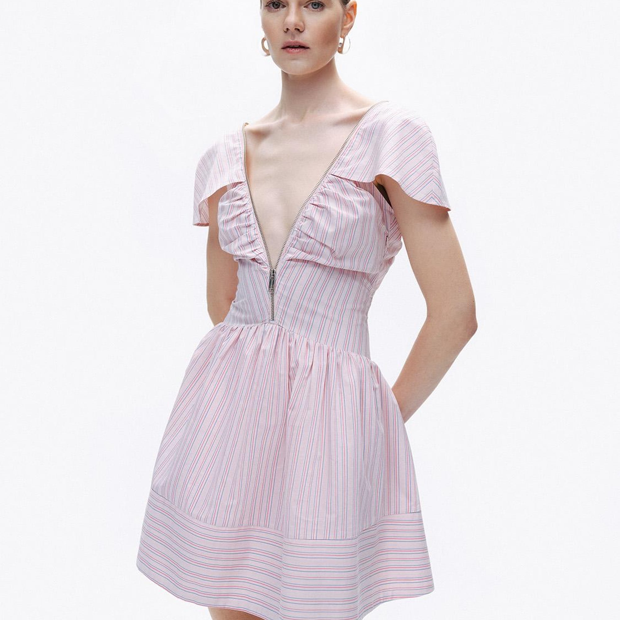 Fermuar Detaylı Mini Elbise