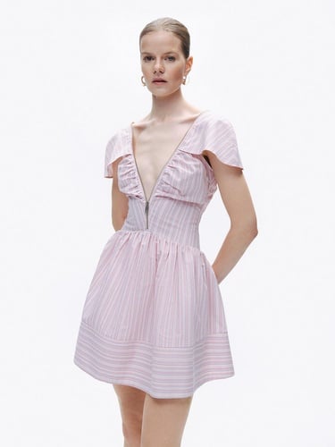  Fermuar Detaylı Mini Elbise