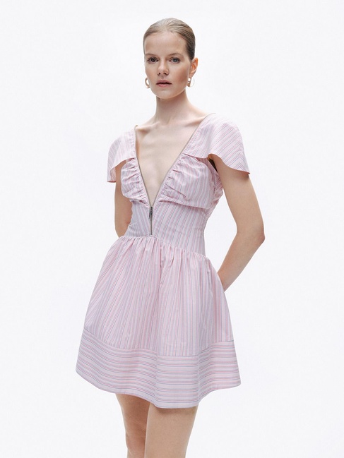  Fermuar Detaylı Mini Elbise