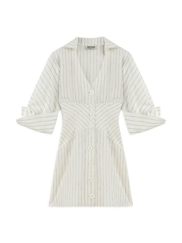  Gömlek Görünümlü Keten Elbise