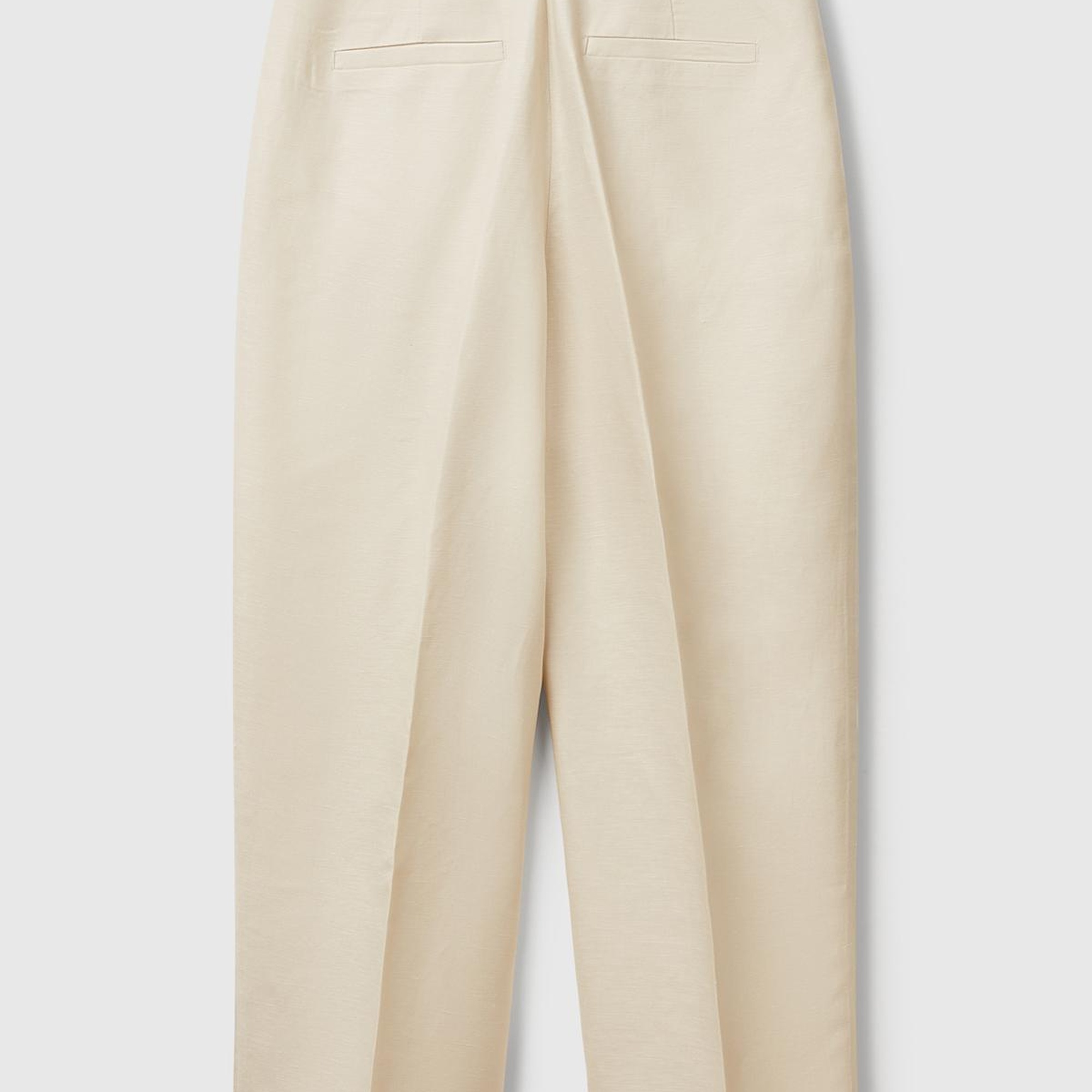 Kadın Taş Rengi Keten Karışımlı Havuç Kesim Pantolon