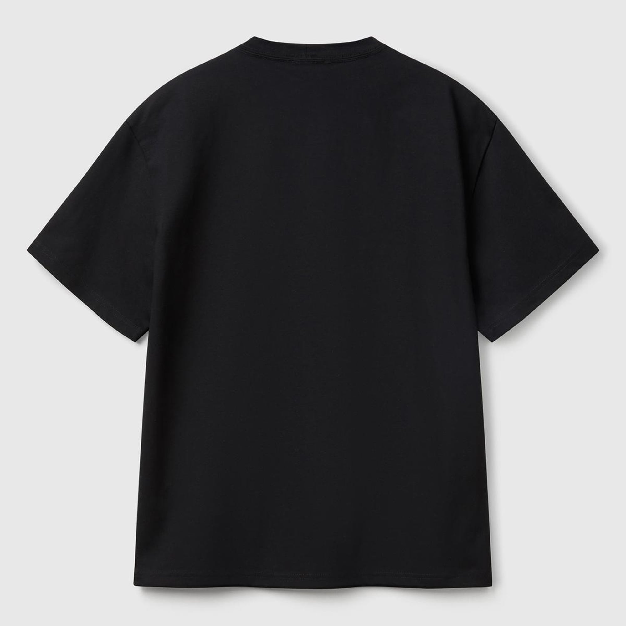 Erkek Siyah %100 Pamuk Önü Logo İşlemeli Oversize T-Shirt