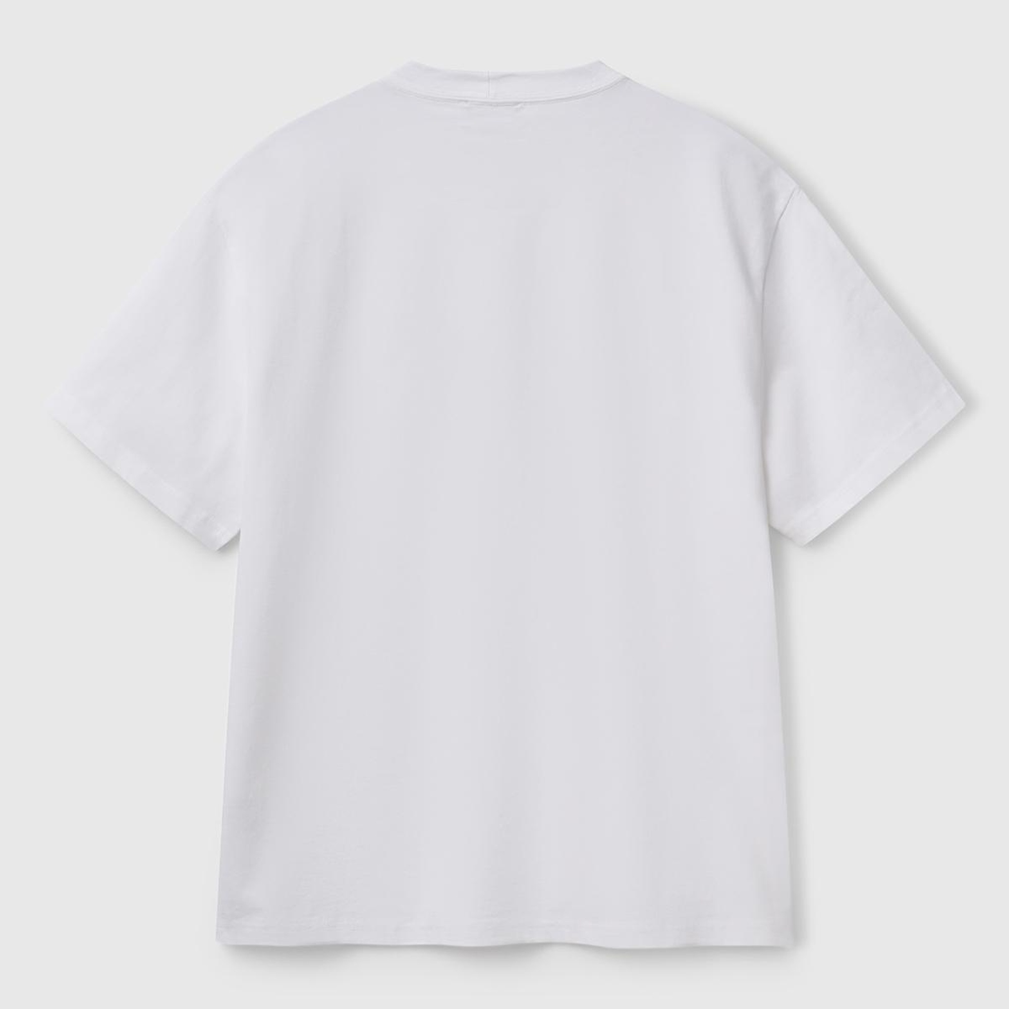Erkek Beyaz %100 Pamuk Önü Logo İşlemeli Oversize T-Shirt