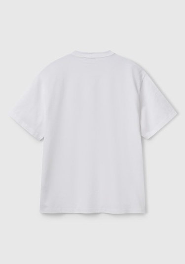  Erkek Beyaz %100 Pamuk Önü Logo İşlemeli Oversize T-Shirt