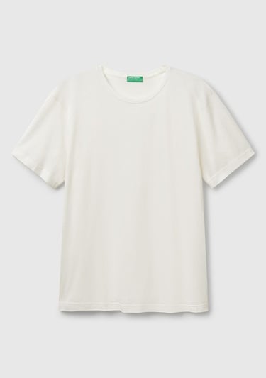  Erkek Beyaz %100 Koton Bisiklet Yaka T-Shirt