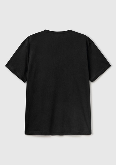  Erkek Siyah %100 Koton Bisiklet Yaka T-Shirt