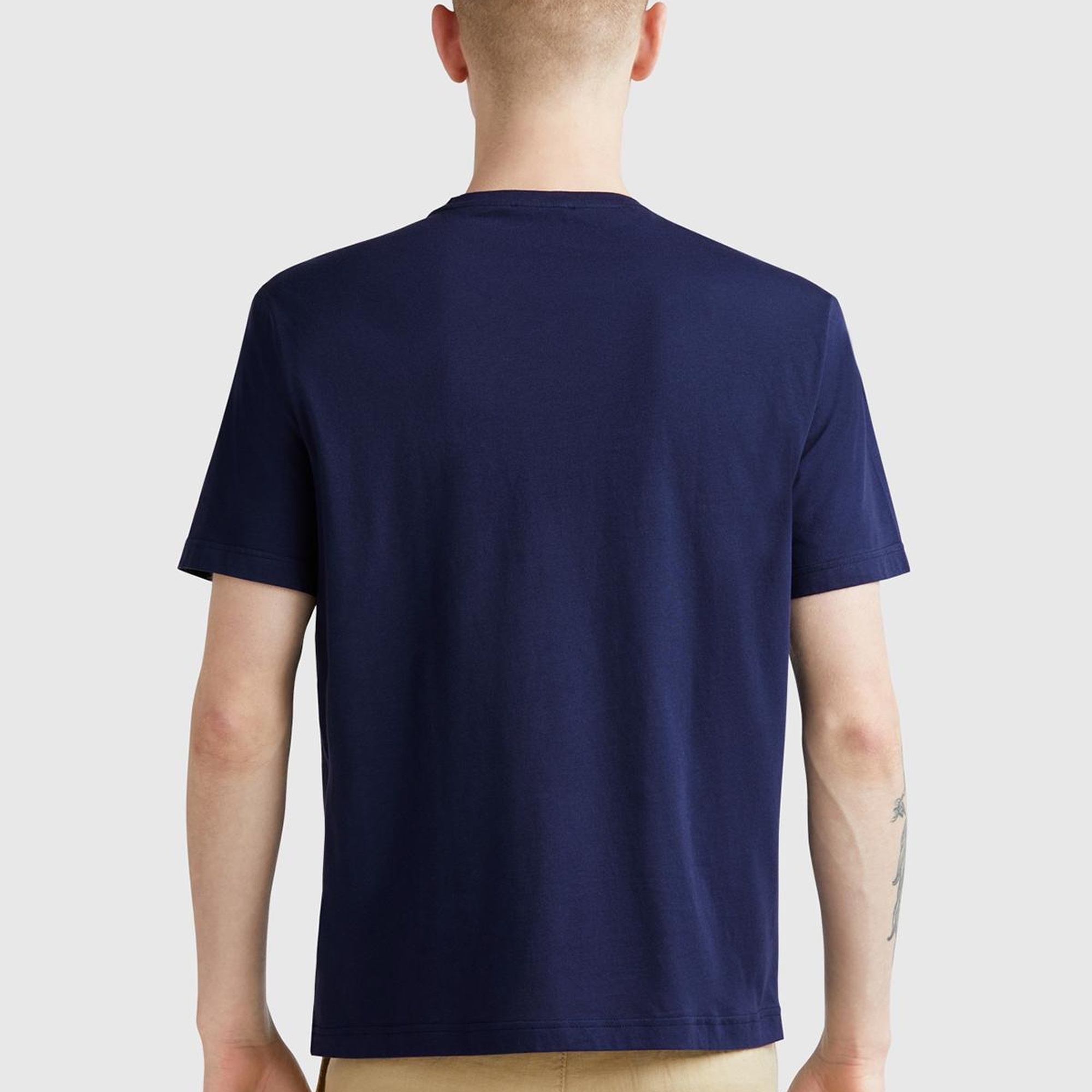Erkek Lacivert %100 Koton Bisiklet Yaka T-Shirt