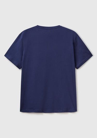  Erkek Lacivert %100 Koton Bisiklet Yaka T-Shirt