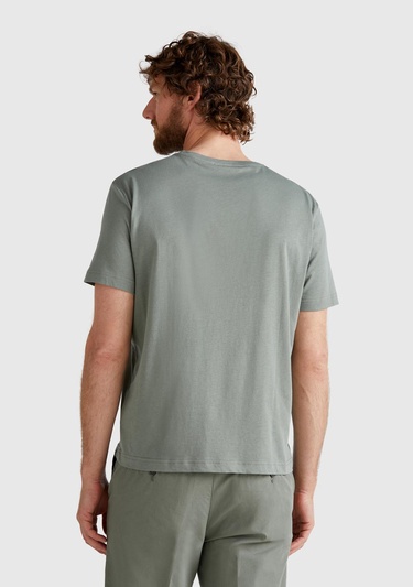  Erkek Soluk Yeşil %100 Koton Bisiklet Yaka T-Shirt