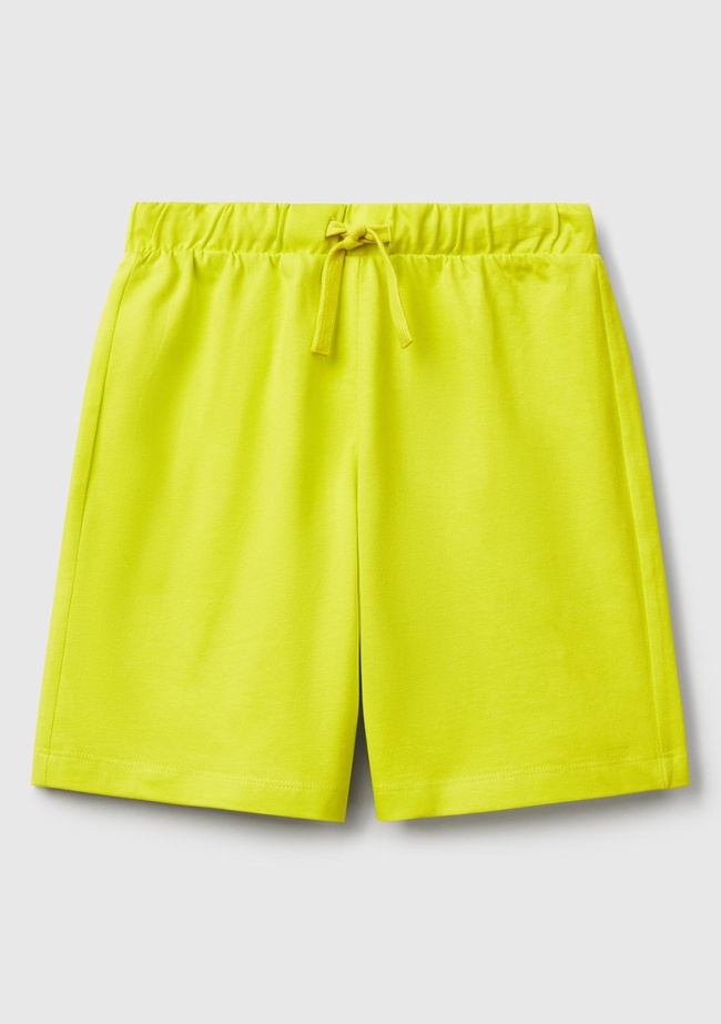  Erkek Çocuk Sarı Arka Cebi Logo Baskılı Beli İpli Şort