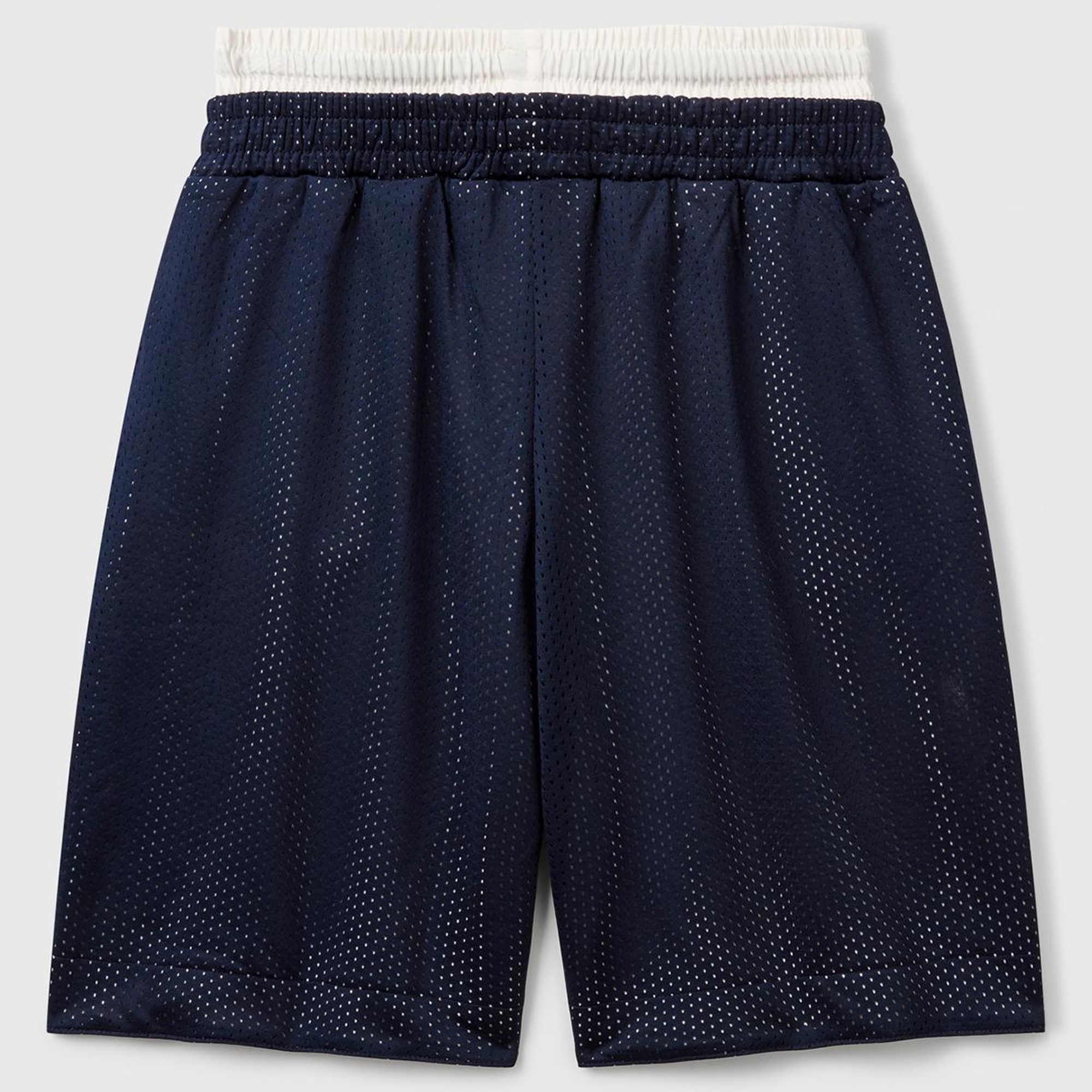 Erkek Çocuk Lacivert File Kumaşlı Çift Bel Bantlı Oversize Basketbol Şortu