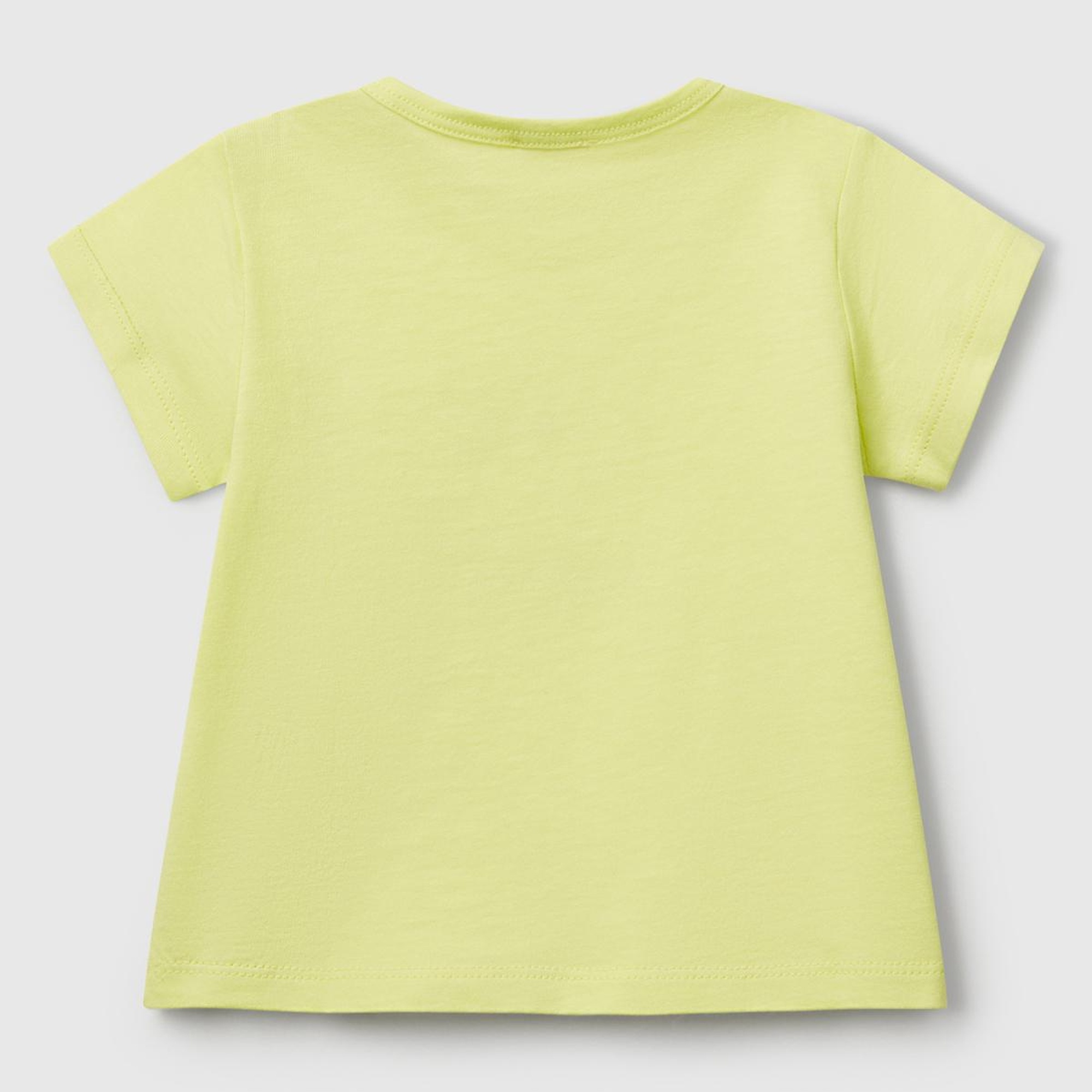 Bebek Sarı Önü Baskılı Omzu Çıtçıt Düğmeli T-Shirt