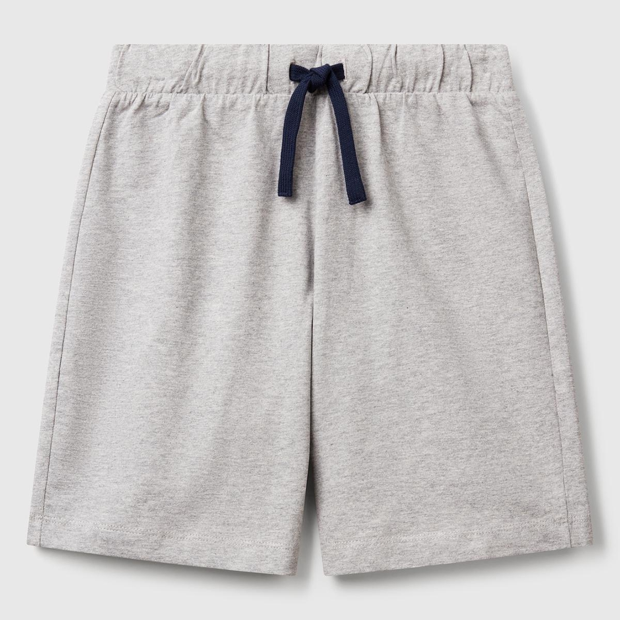 Erkek Çocuk Gri Melanj Arka Cebi Logo Baskılı Beli İpli Şort