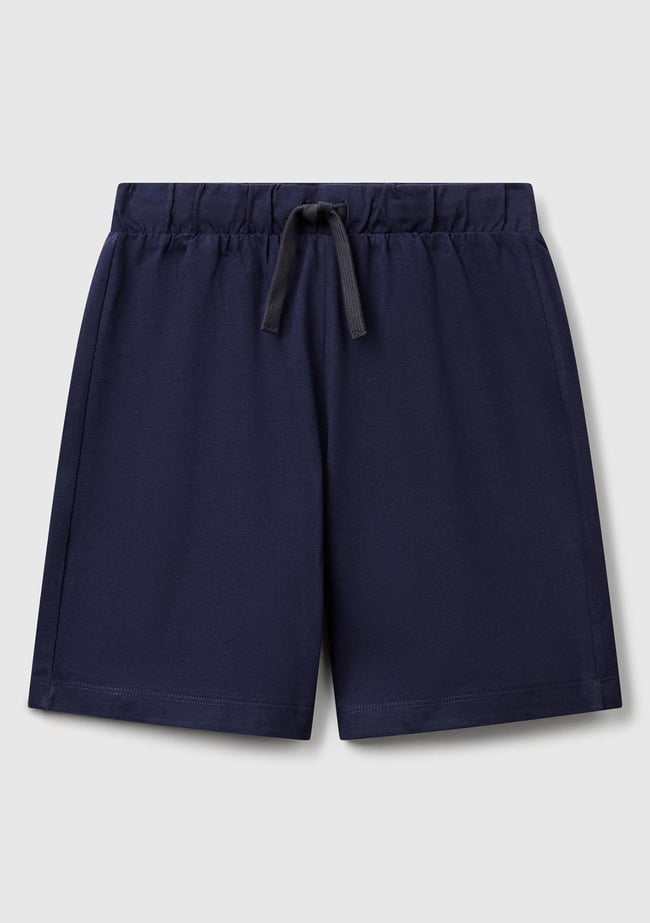  Erkek Çocuk Lacivert Arka Cebi Logo Baskılı Beli İpli Şort