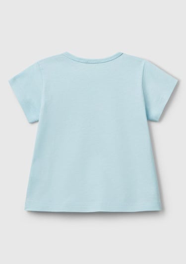  Bebek Turkuaz Önü Baskılı Omzu Çıtçıt Düğmeli T-Shirt