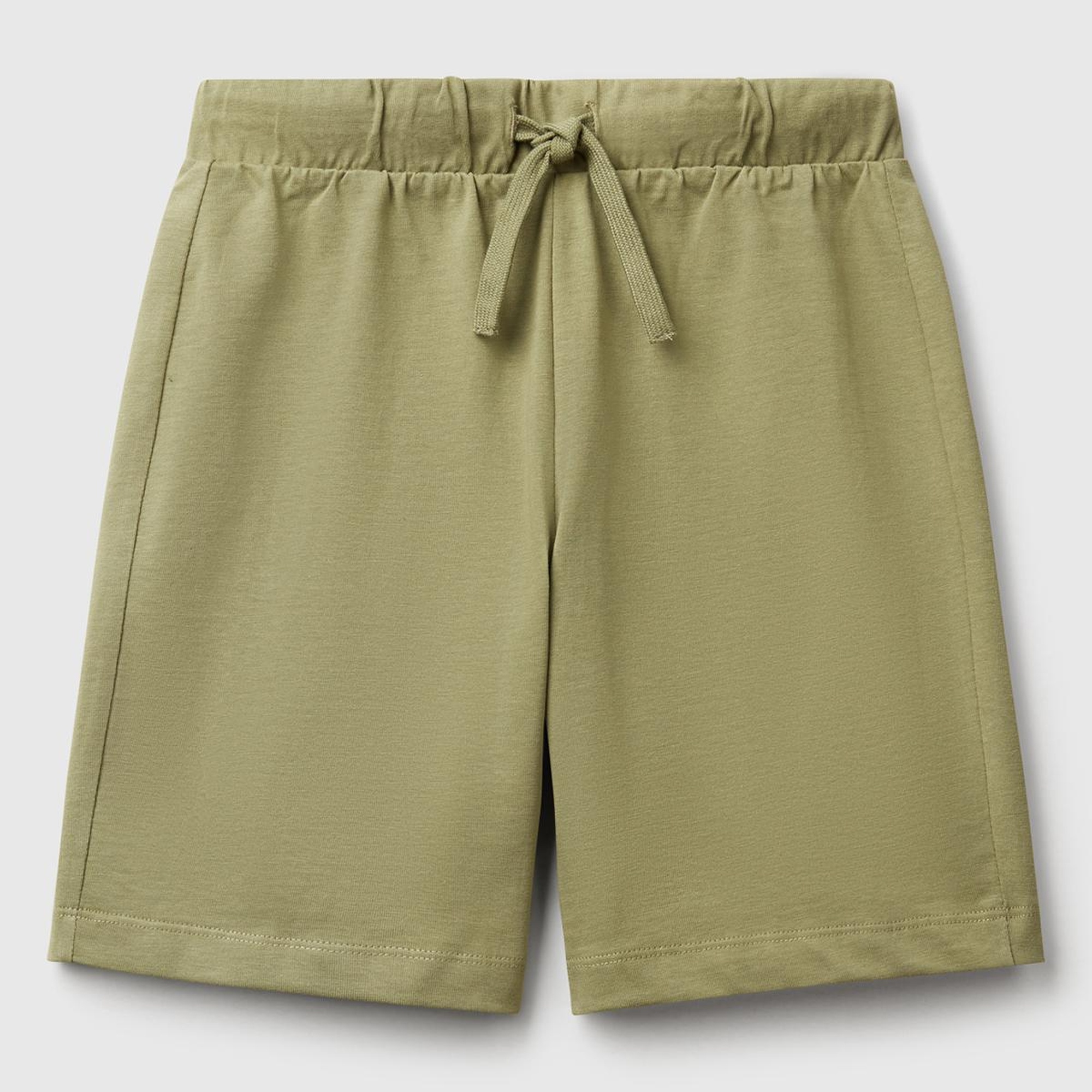 Erkek Çocuk Haki Arka Cebi Logo Baskılı Beli İpli Şort