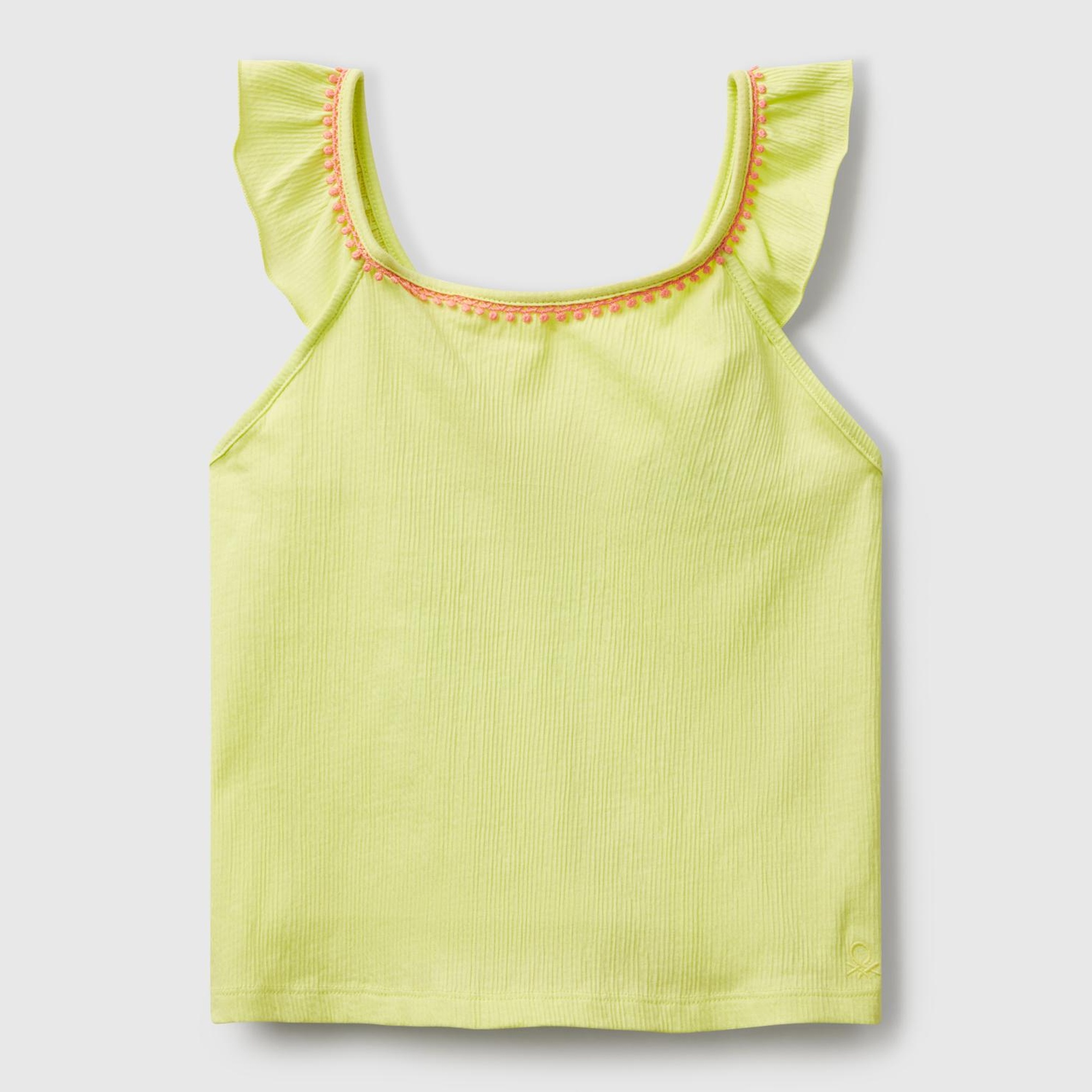 Kız Çocuk Sarı Sırtı Halka Detaylı Logolu Çapraz Askılı Yuvarlak Yaka Atlet